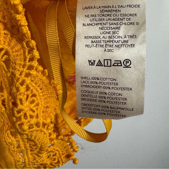 Maeve Anthropologie Mustard Yellow Embroidered Boho Tank Top Size L - Picture 12 of 13